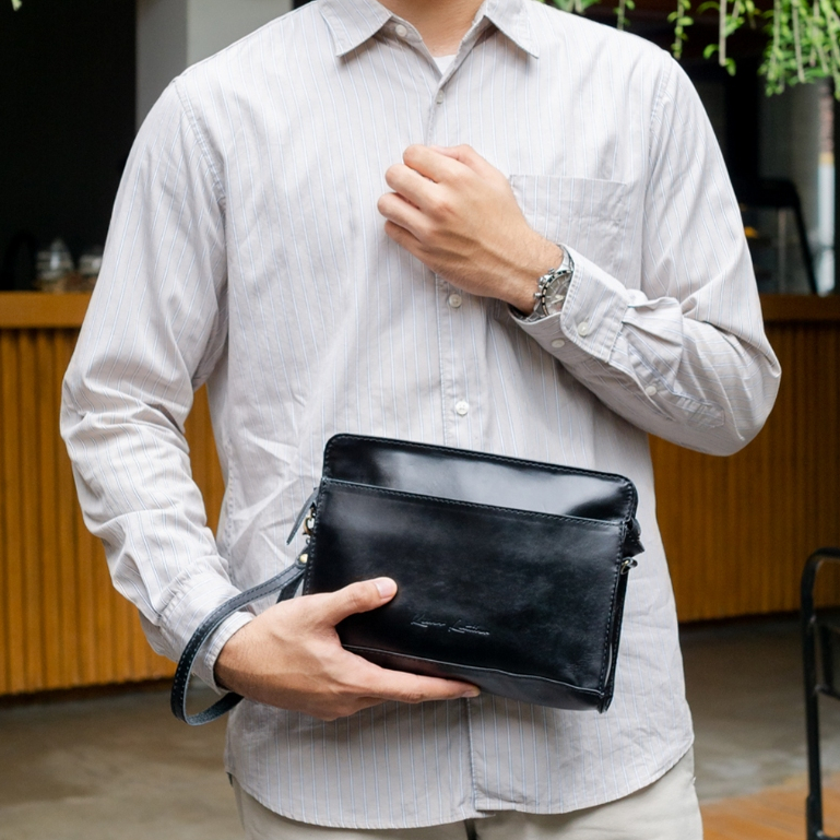 Kenes Leather Clutch Tas Tangan Unisex Kulit Asli MALIKA  - Free Gravir Nama