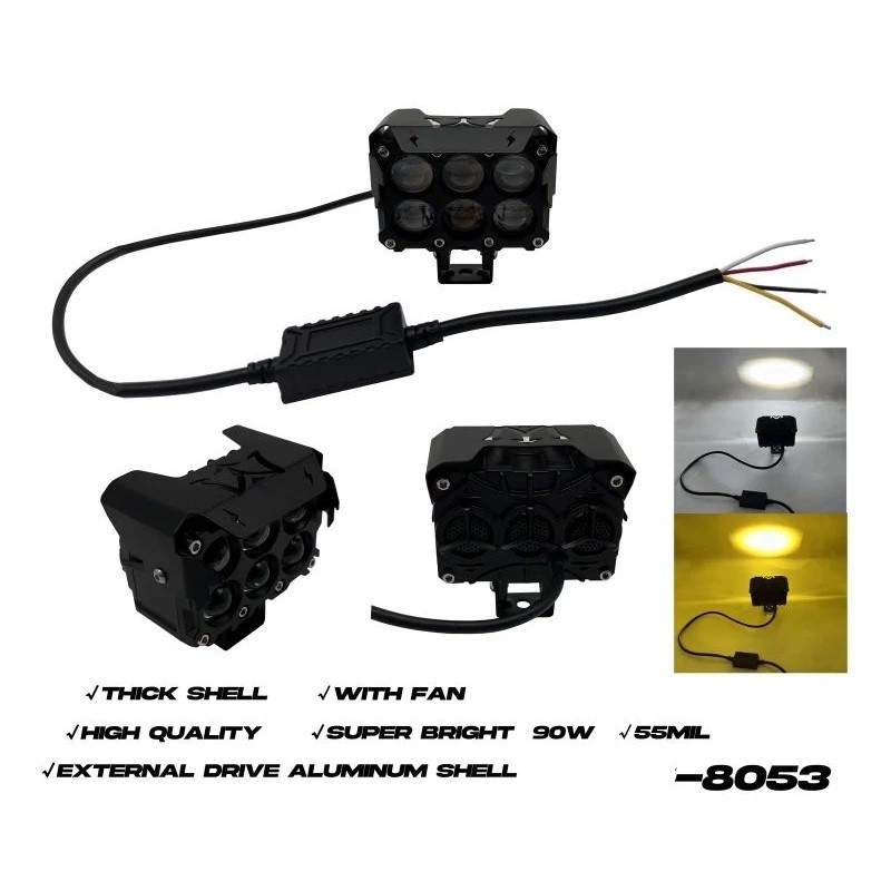 LAMPU TEMBAK 6 MATA KOTAK+KIPAS RELAY 90WATT FOGLAMP KOTAK 6 MATA PLUS KIPAS PENDINGIN DAN RELAY UNI