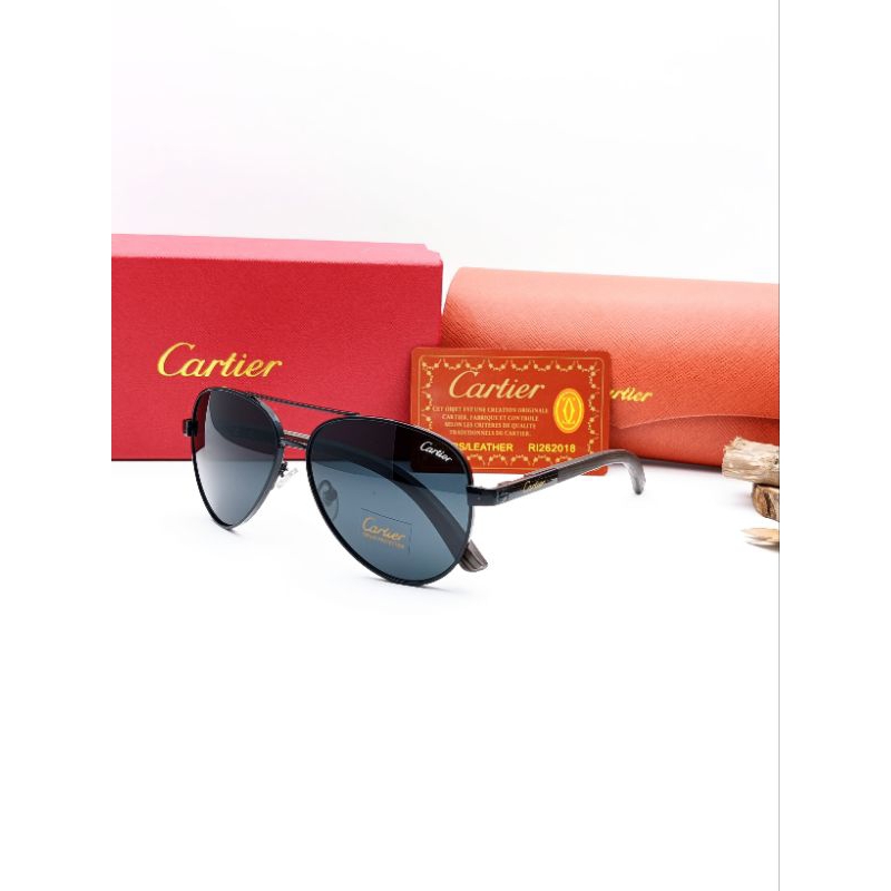KACAMATA HITAM PRIA AVIATOR SUNGLASSES PRIA PREMIUM KACAMATA CARTIER 5802 LENSA KACA ASLI