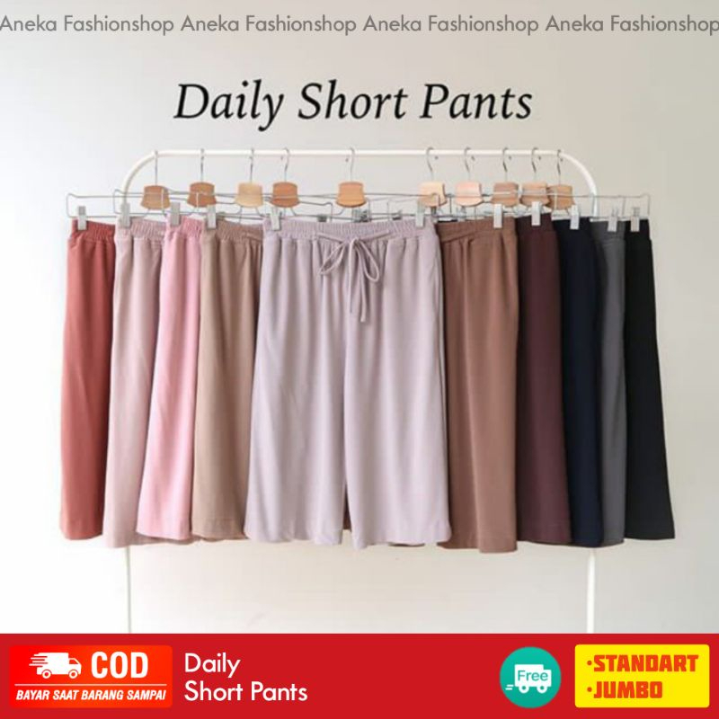 (GROSIR - CUCI GUDANG) SHORT PANTS // CELANA PENDEK WANITA KULOT RAYON PREMIUM 7/8 STANDART ~ JUMBO 