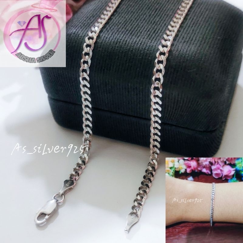 GELANG PERAK SISIK NAGA POLOS PADAT ASLI SILVER 925 LAPIS MAS PUTIH_GELANG UNISEX