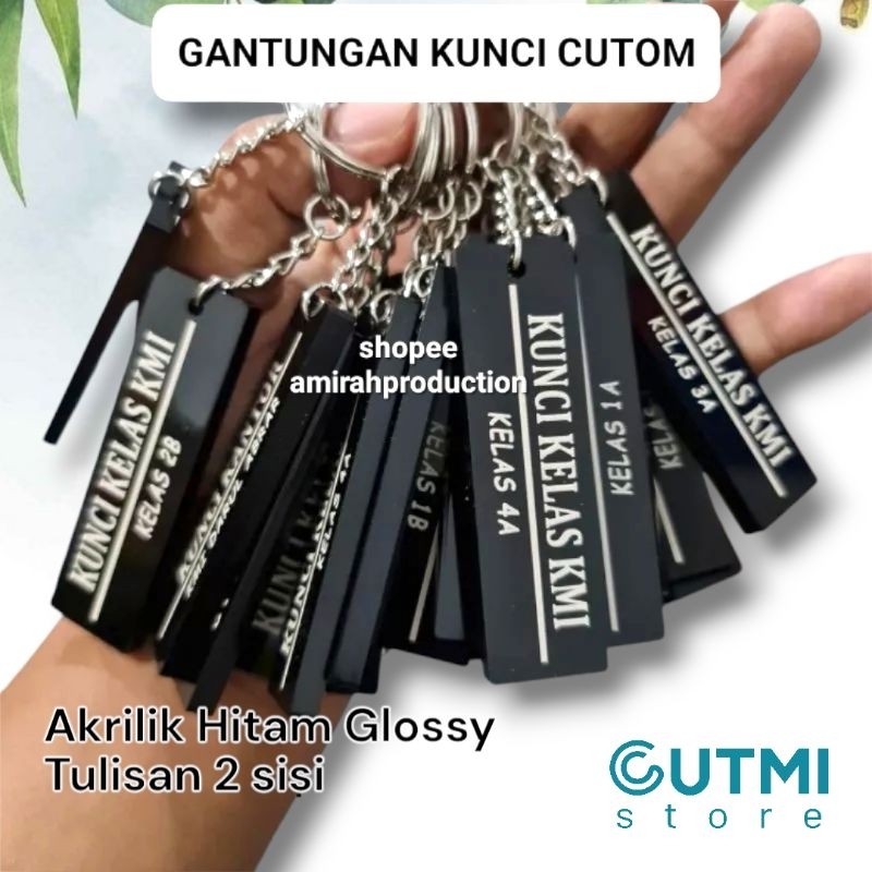 Gantungan Kunci Custom Nama Akrilik, nama kelas, nama sekolah, nama siswa