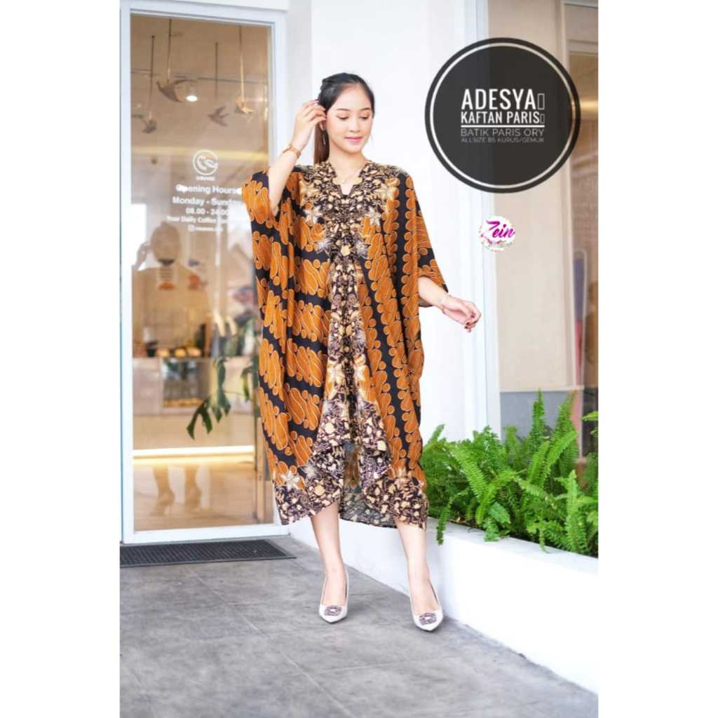 Kaftan Kerut Batik Motif PARANGcoklat Terbaru / Dress batik solo modern / baju kondangan wanita mode