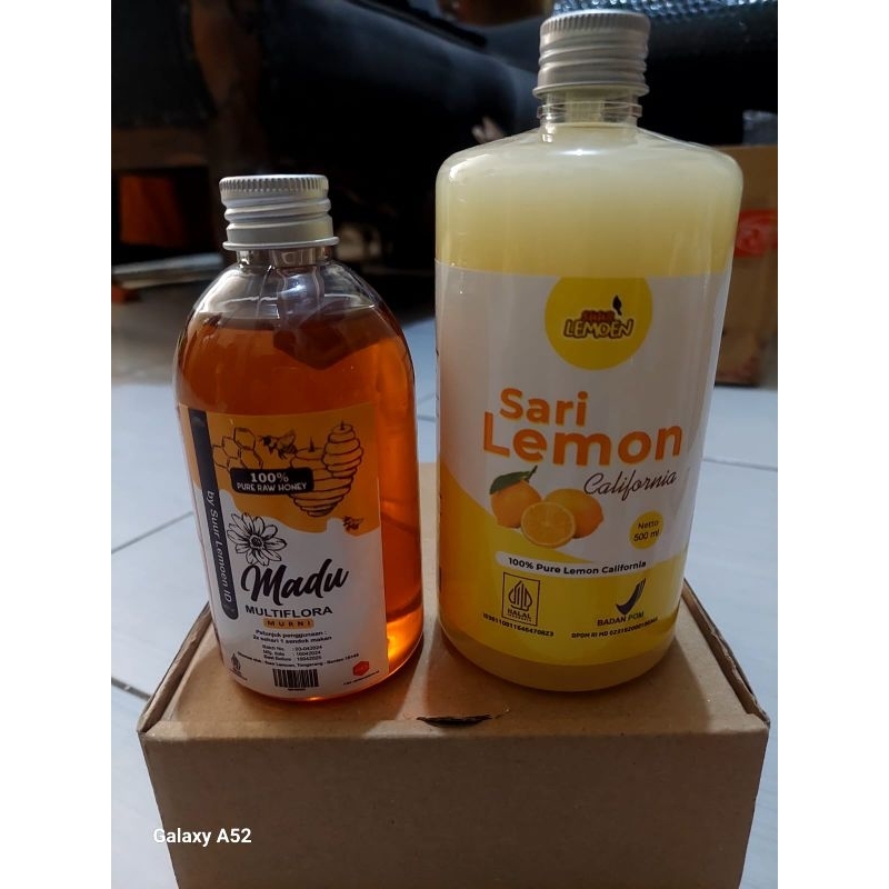 

PAKET DIET SARI LEMON 500 ML PLUS MADU MULTIFLORA RAW HONEY||MADU ASLI TANPA CAMPURAN KEMASAN 350 ML