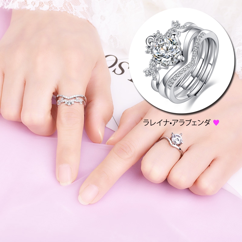Lareyna Aravenda Cincin Korea Wanita 3 in 1 Crown Crystal Luxury CC022