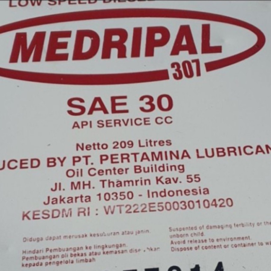 OLI DRUM MEDRIPAL 307 SAE 30 Pertamina oli kapal marine mesin diesel industri 209 liter