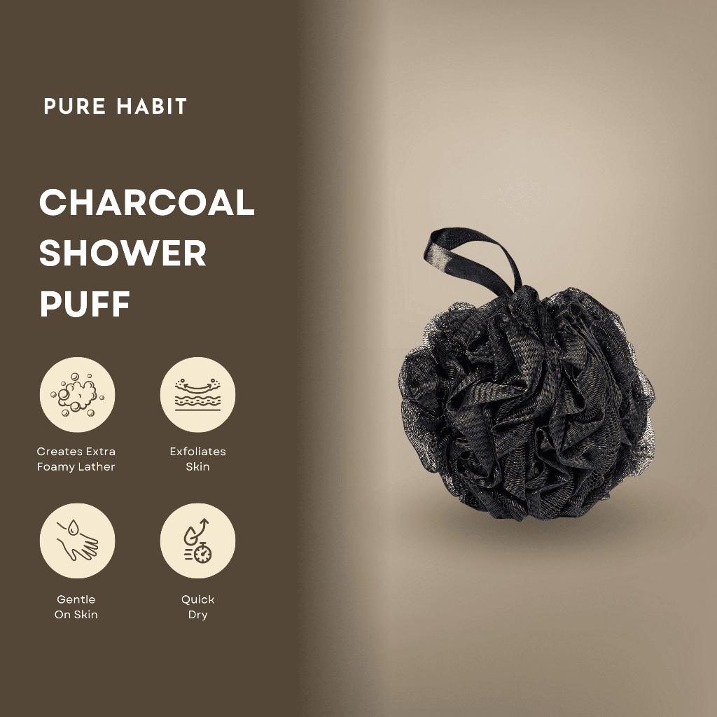 PUREHABIT Charcoal Shower Puff