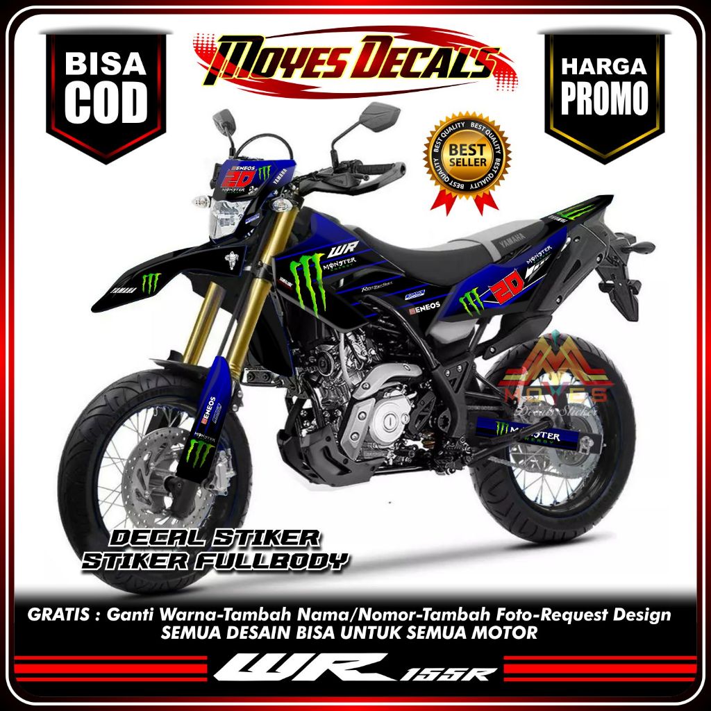 Decal Motor WR 155 - Stiker Motor WR 155 Fullbody Premium - Variasi Motor WR 155 MONSTER ENERGY