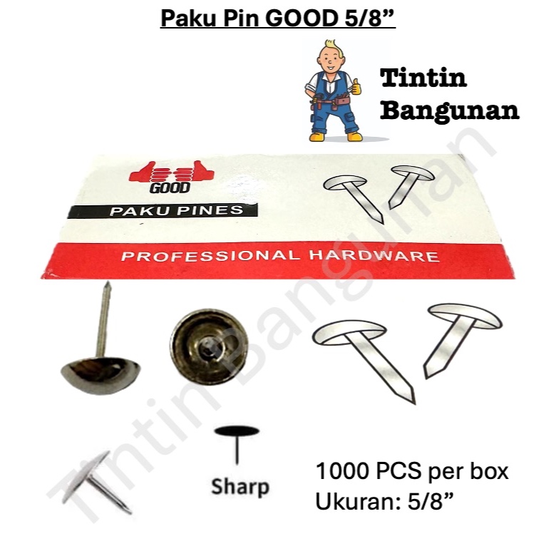 

Paku Pin Pines Pinus GOOD Thumbtack Thumb Tack Push Pin Tekan Paku Mading Payung Triplek Tusuk Kertas Kain Kasa Jarum Papan Tulis Whiteboard Kecil Prakarya Silver Serbaguna