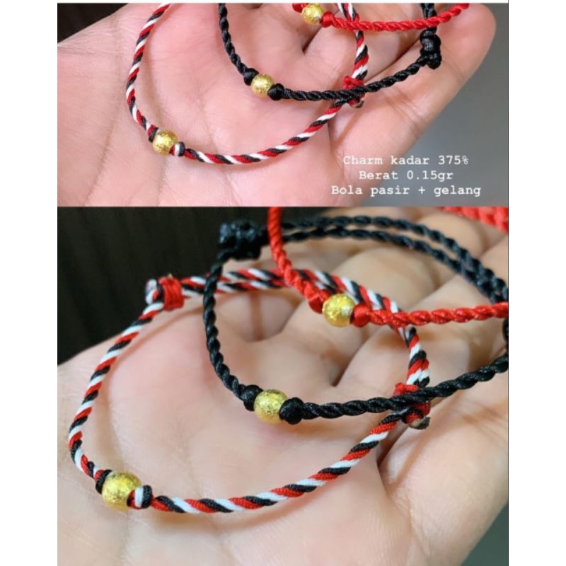 Gelang Emas Asli Bola Pasir 8K 375% Tali Random