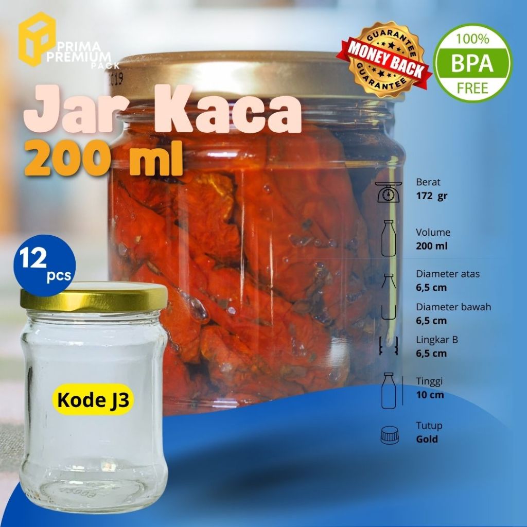 Jar Sambal Kaca 200ml Jar Serbaguna J3