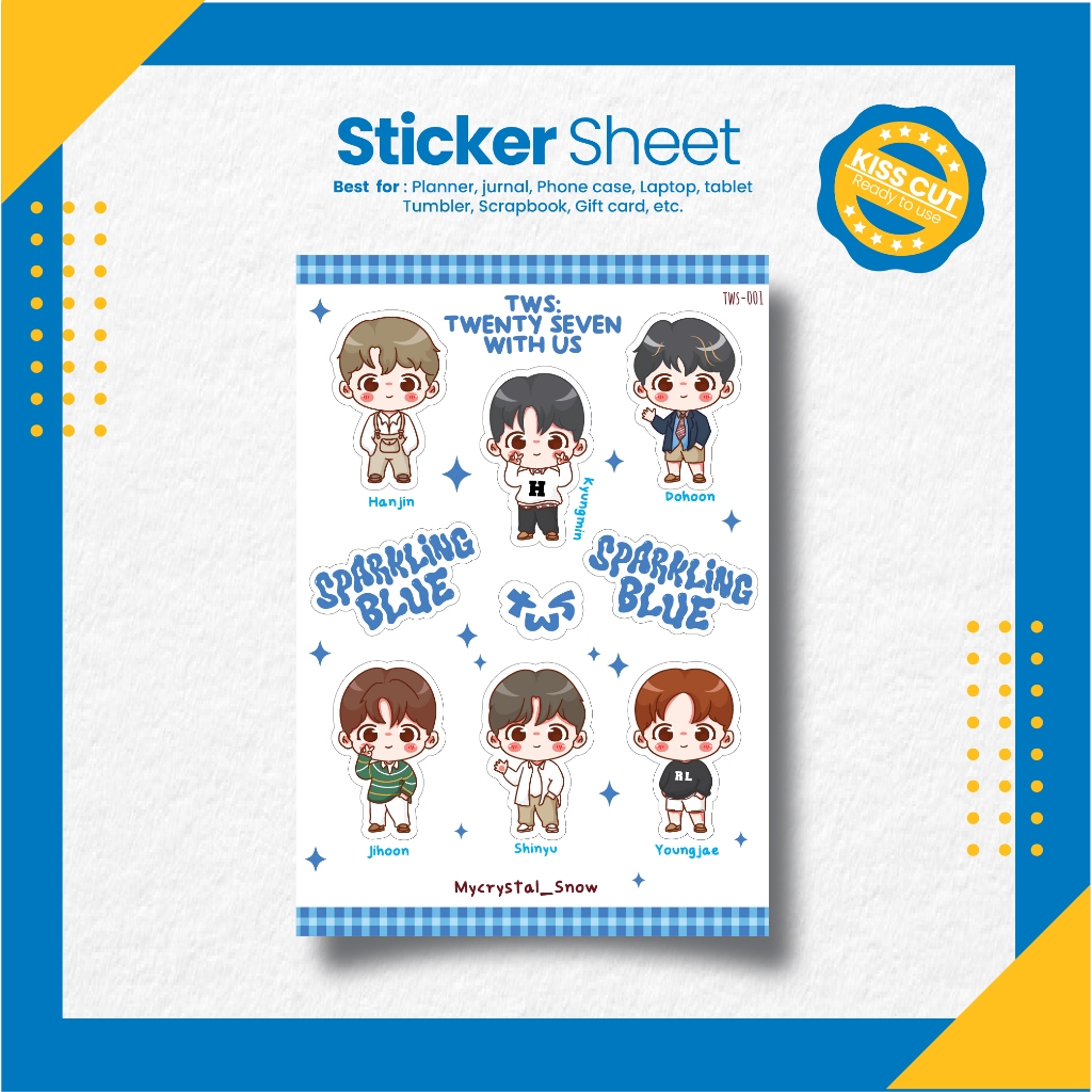 

Sticker Kpop TWS Sparkling Blue Sticker Sheet [TWS-001]