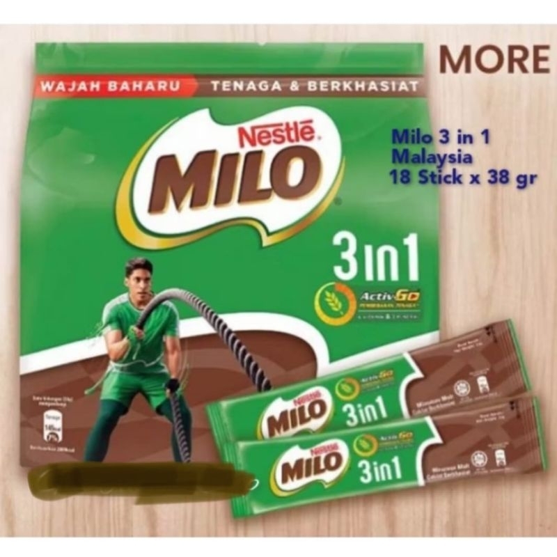 

milo sachet ori malaysia, isi 18 stick