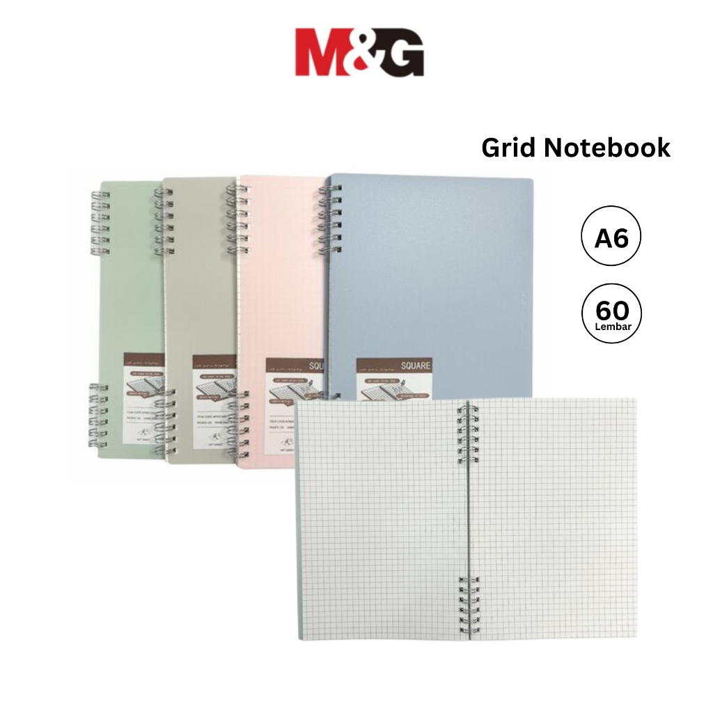 

Spiral Notebook Grid Line A6 M&G #APNDD001 Buku Kotak Kecil A6 4 Warna 60 Lembar SHABG