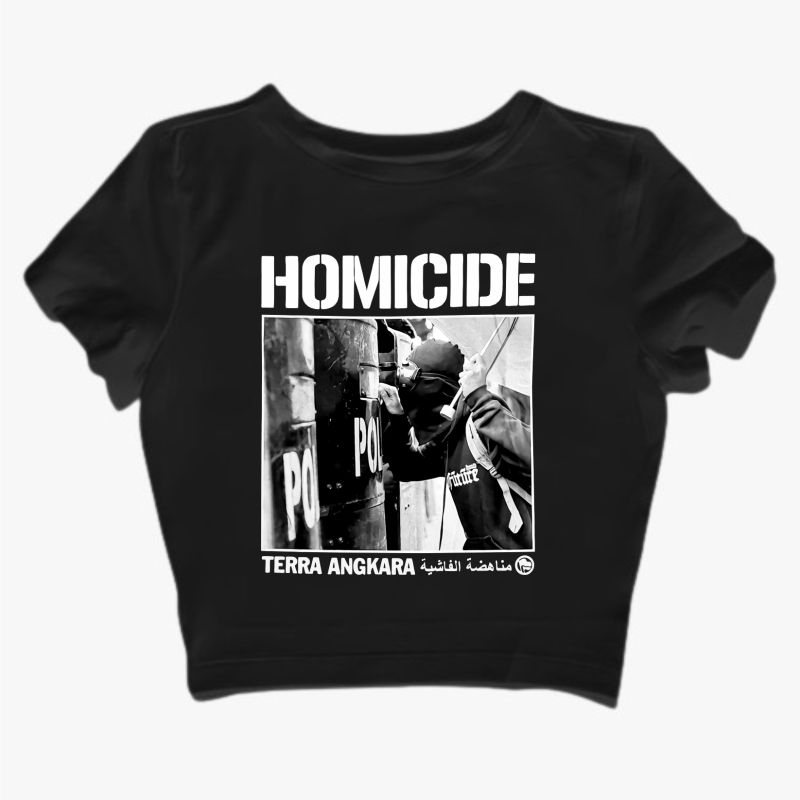 CROP TOP HOMICIDE  - TERRA ANGKARA logo | BAND METAL MUSIK ROCK | GRUNGE | CROPTOP | CROP TEE SLIM F