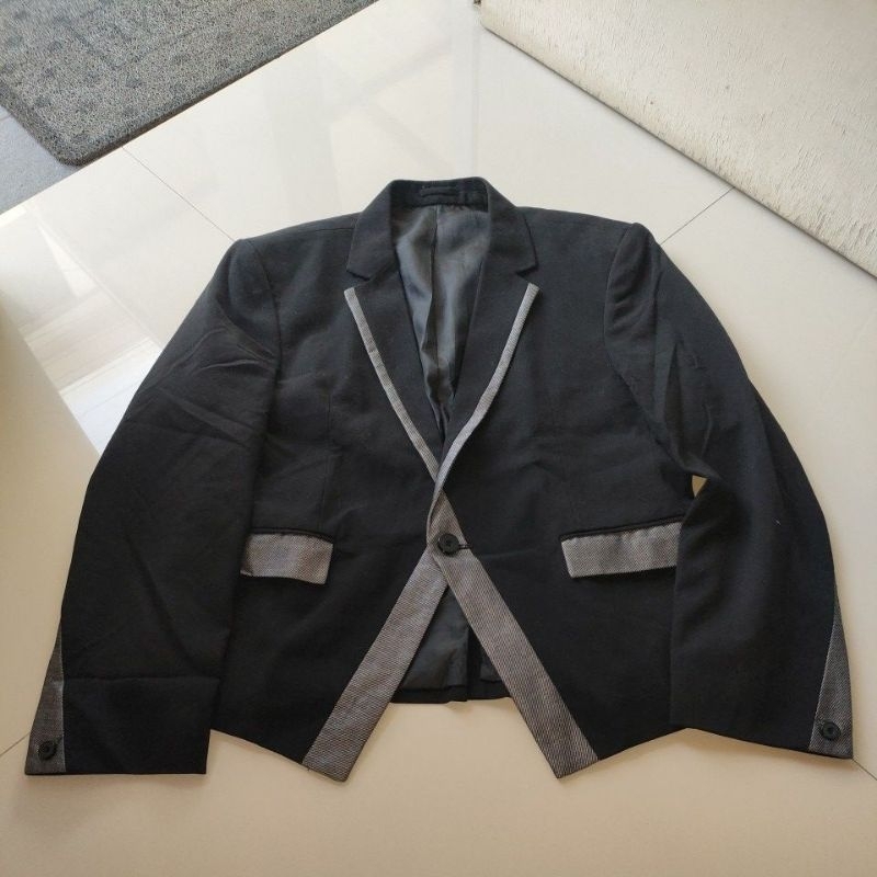 Blazer Jas Formal Pria Keren Warna Hitam Silver