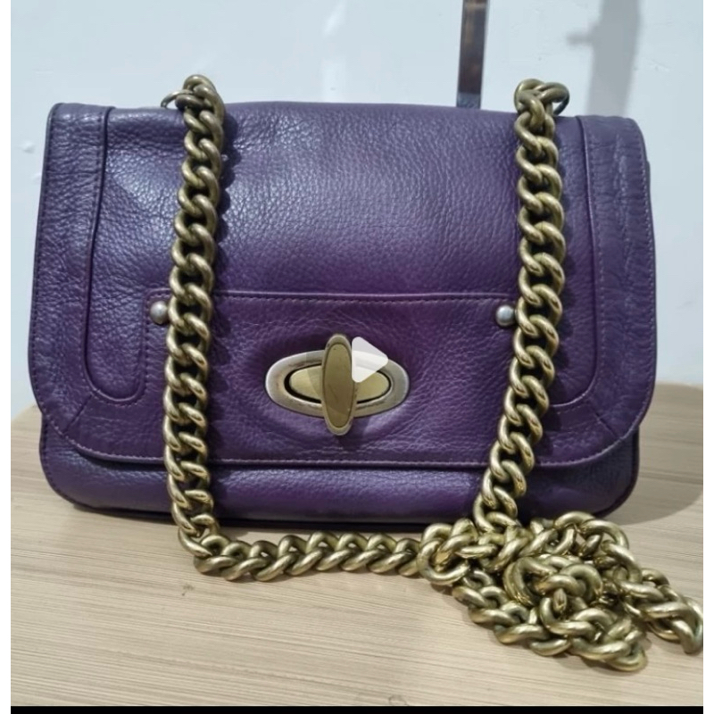 Biker Starlet Purple Leather Sling Bag PL Preloved