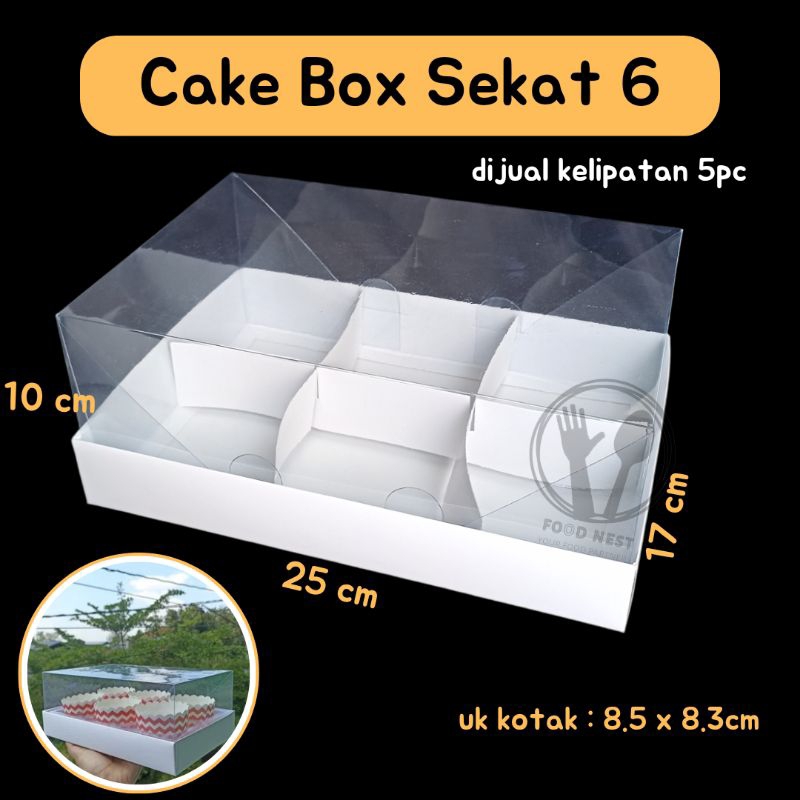 

[KELIPATAN 5] BOX TUTUP MIKA BOX SEKAT 6 TUTUP MIKA CAKE BOX SEKAT 6 PUTIH IVORY TUTUP MIKA