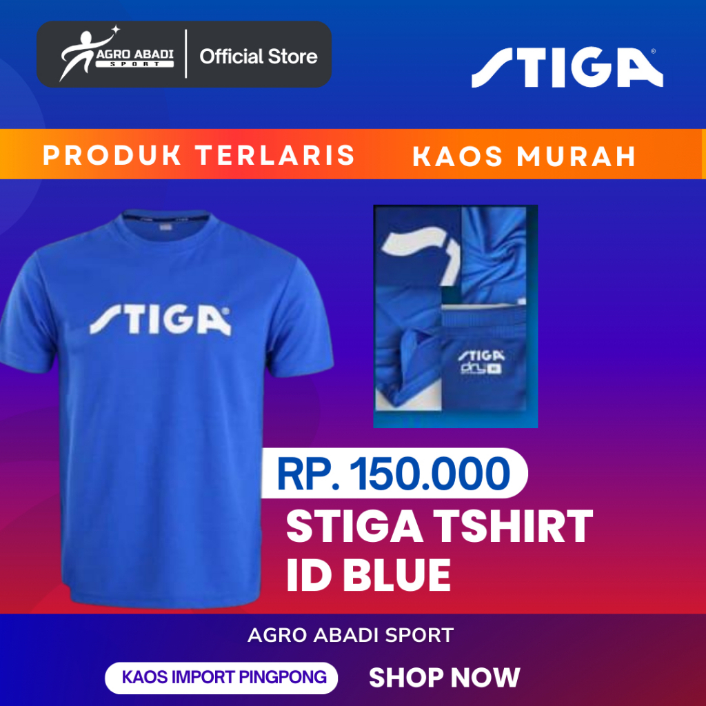 KAOS PINGPONG STIGA ID - DRY FIT IMPORT - BIRU