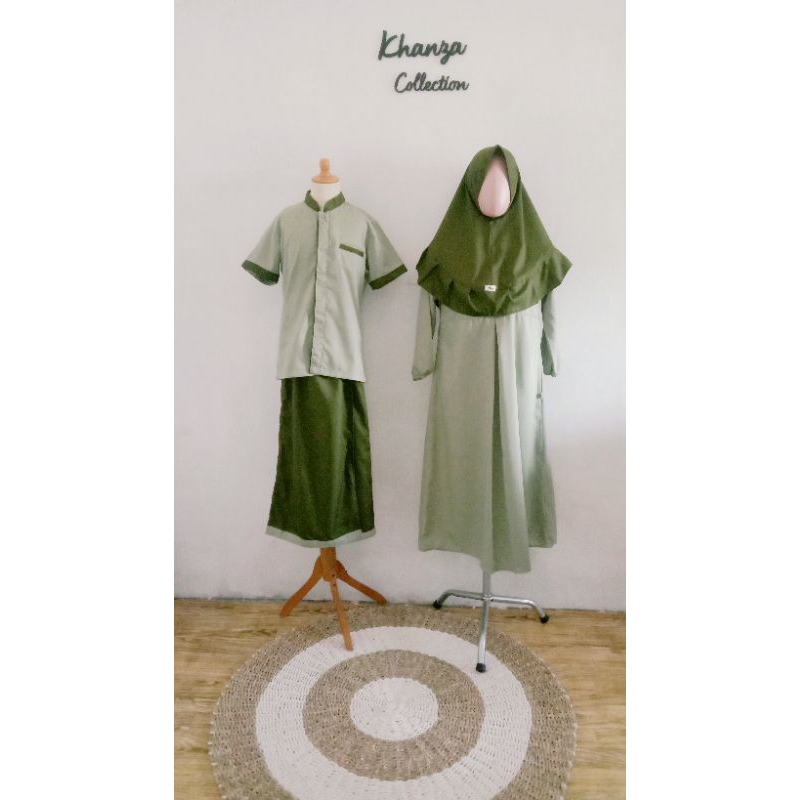 seragam TPQ anak koko dan gamis 3-15 tahun material toyobo premium sage+army