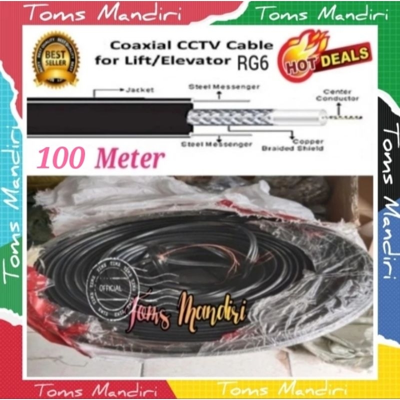 Cable Coaxial For Lift RG6 75 OHM / Cable Lift Elevator RG6 100 Meter