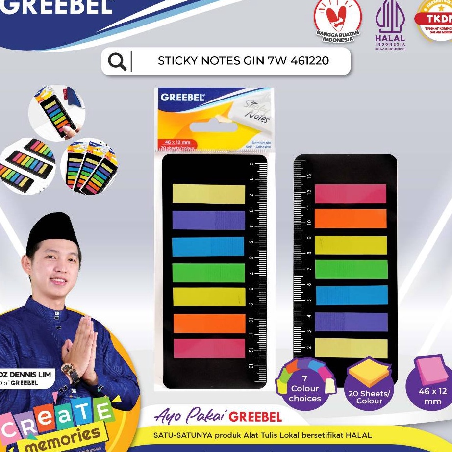 

FLASH GREEBEL STICKY NOTES GIN 7W 46122 KOTAK Memo Pad NoteDIY PlannerKertas Bentuk Warna warni