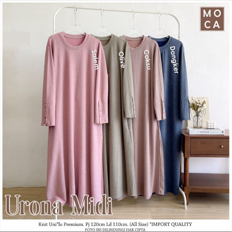 GAMIS MIDI DRESS POLOS BAHAN KAOS PREMIUM URONA MIDI
