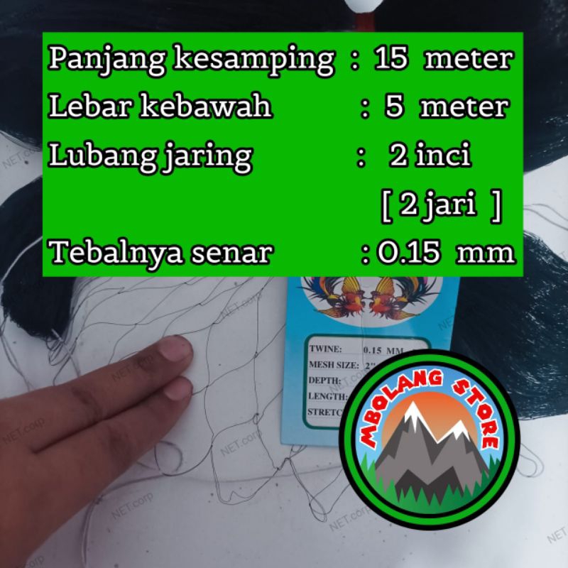 Jaring burung hantu 10 meter, Jaring burung hantu siap pakai panjang 10 meter, jaring burung 3 inchi