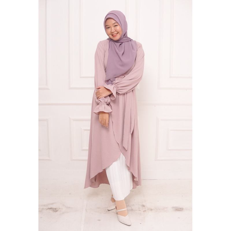 Tunik By Ann Modesty - Tunik Wanita Premium Crinkle Polos, Long Tunic Nyaman & Stylish -Tunik wanita