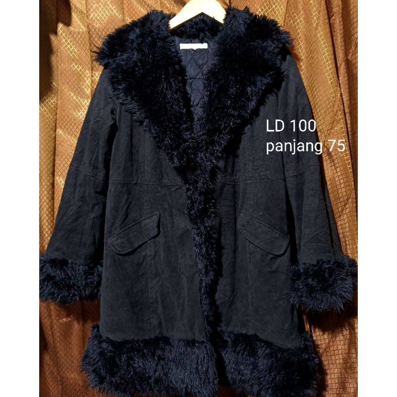 jaket long coat bulu hitam jaket long coat wanita jaket winter suede jaket long coat suede jaket sue
