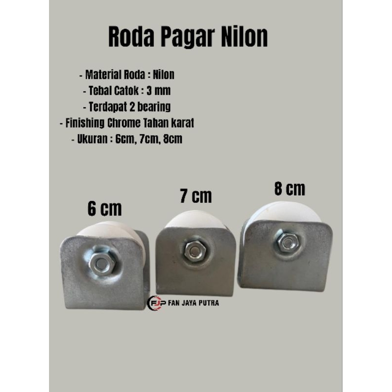 Roda Pagar Besi Nilon Ukuran 6cm 7cm 8cm | Roda Nilon Pintu Pagar Besi | Roda Nilon anti berisik