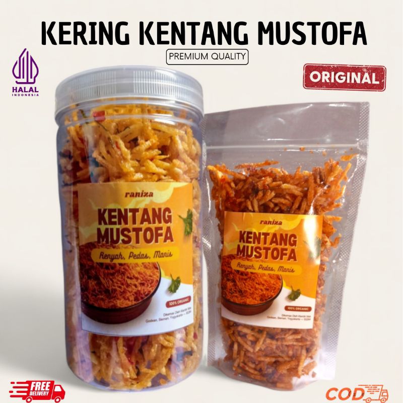 Kering Kentang Mustofa Pedas Kemasan Toples 1000ml