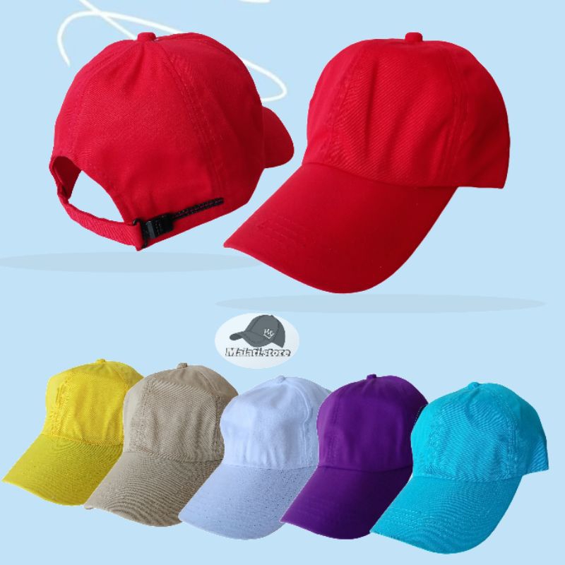 Topi baseball polos dewasa pria wanita/warna hitam putih hijau merah biru kuning