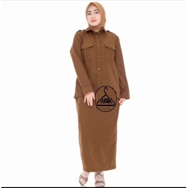 BAJU PNS WANITA/SERAGAM PNS KHAKI TUA/SETELAN PNS
