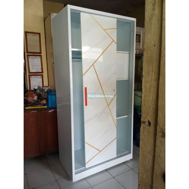 Lemari Baju Sliding Plat Besi 90cm