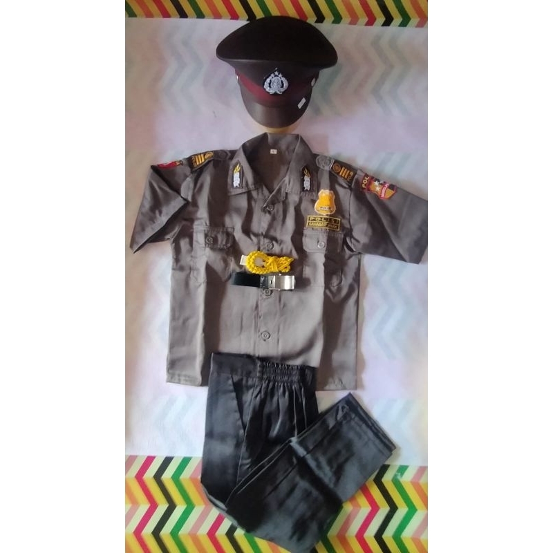BAJU SERAGAM POLISI ANAK SABHARA COWOK CEWEK/BAJU POLISI ANAK TANGAN PENDEK/POLISI CILIK/POCIL/SETEL