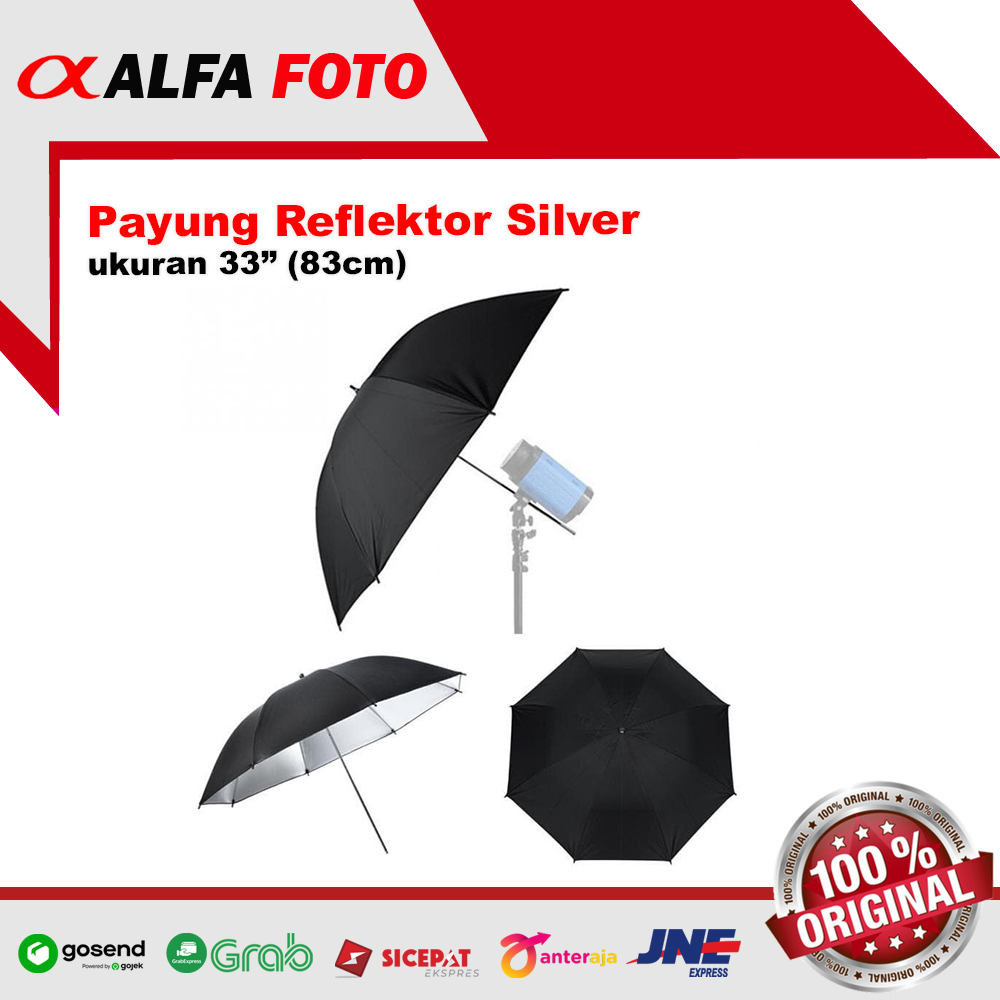 Payung Silver Hitam Reflektor Fotografi