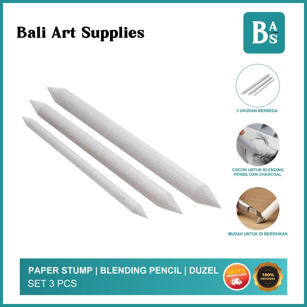 

Bali Art Supplies - Paper Stump - 1 Set Isi 3 Blending - Dusel Sketch - Pensil Sketsa