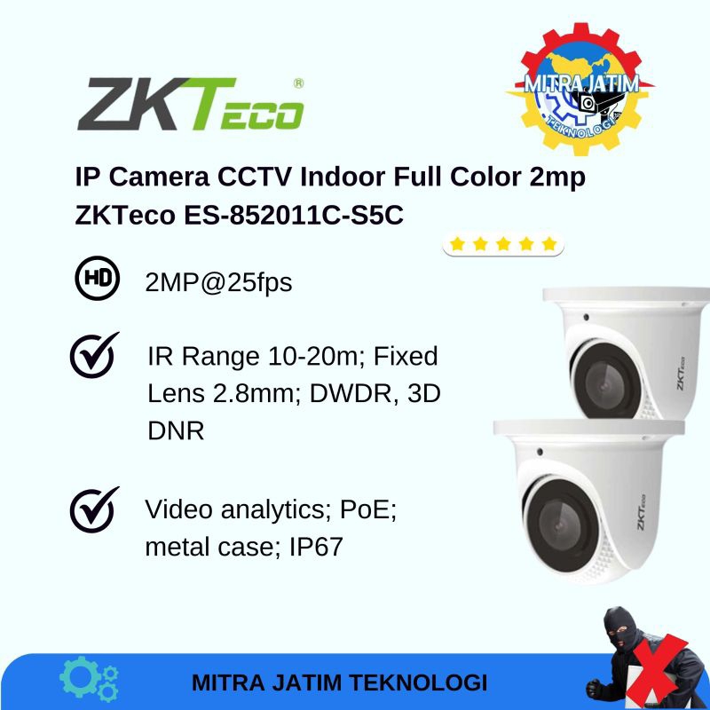 Camera CCTV Indoor 2mp ZKTeco ES-852011C-S5C