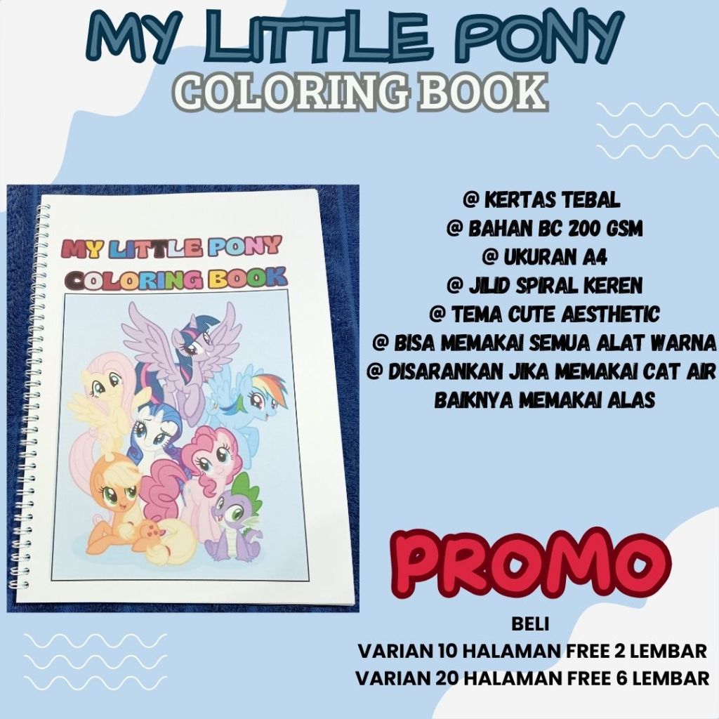 

My Little Pony Coloring Book Buku Mewarnai Anak Remaja Dewasa Aesthetic Kertas Tebal Bagus Premium