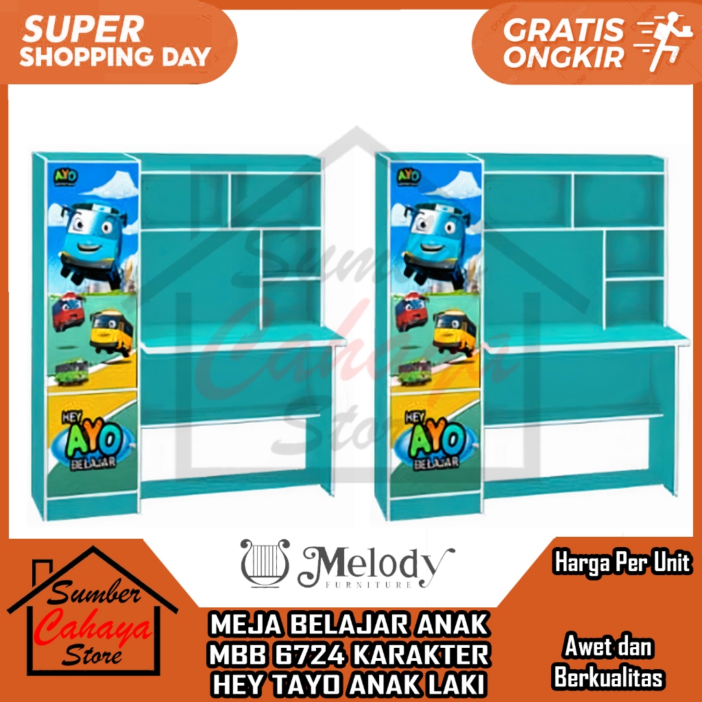 [Instant] Meja Belajar Anak Mbb 6724 Table Tulis Warna Tosca Karakter Anak Laki Laki Heytayo Tayo Ra