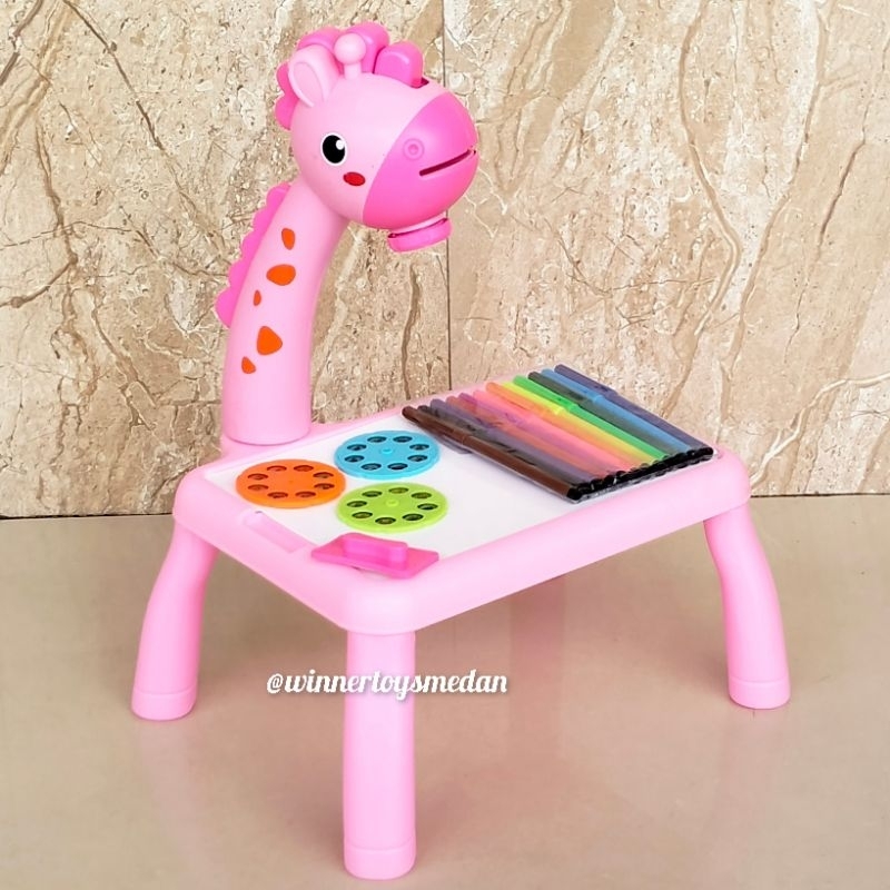 Mainan Projection Painting Table / Meja Gambar anak projektor unicorn / Meja proyektor projection (I