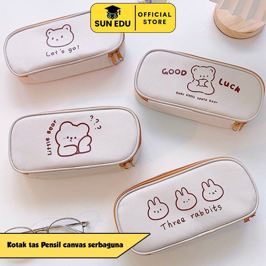 

Tempat pensil bahan canvas/ Pencil case softcase muat banyak