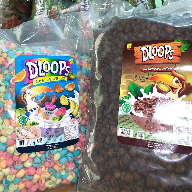 

D'Loops Koko Krunch Corn Puff 1kg (Coklat & Rainbow)