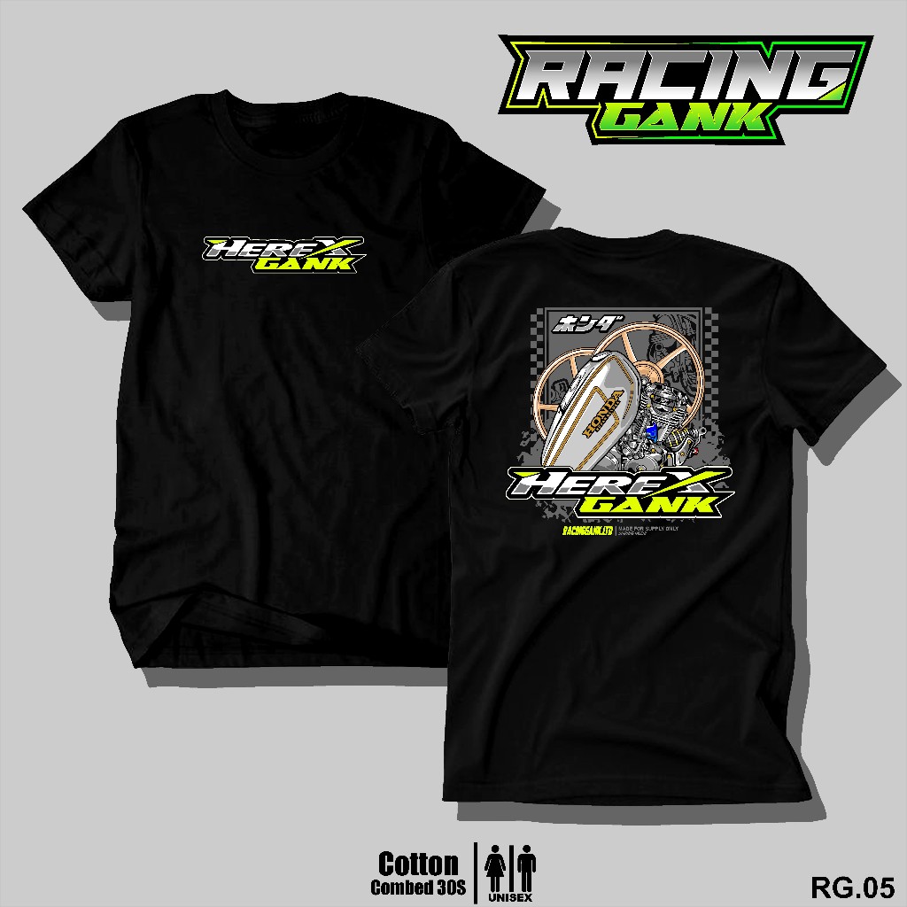 Kaos Herex Gank Racing Gank Kaos Distro Pria Dan Wanita Herex Style Motor cb gl mp tiger Free Sticke
