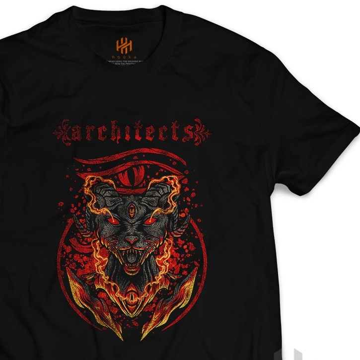 Kaos Architects - Satanic Cat Tshirt Distro Band Metal Bootleg Katun Combed 30s