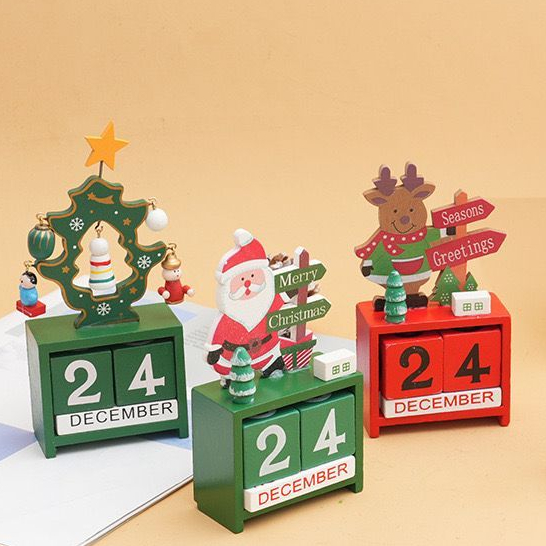 

Kalender Kayu Natal Christmas Santa Rusa Deer Pajangan Tukar Kado Hampers Parcel - Wooden Block Calendar Tabletop Decoration Christmas Ornament