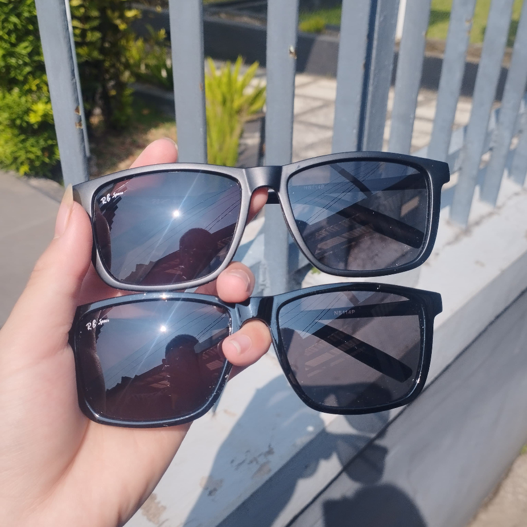 Kacamata Gaya Sunglasses Vintage RB Space Lensa Hitam Pria Wanita Free Box Dan Lap - NS114