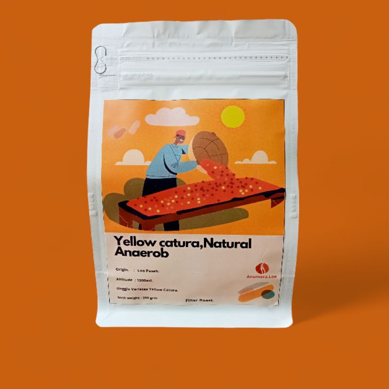 

kopi arabica yellow catura Natural Anaerob 200grm Origin Loa