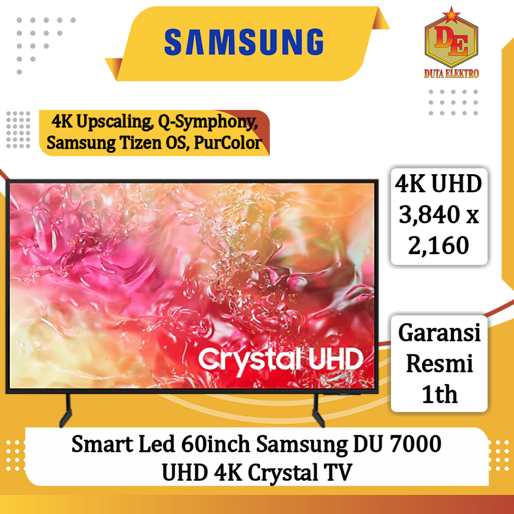 Smart Led 60inch Samsung UA 60 DU 7000 KXXD UHD 4K Crystal TV